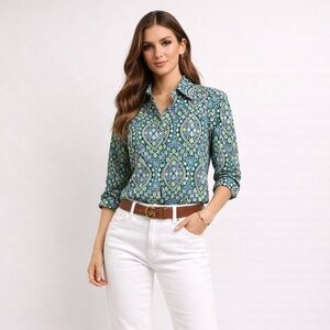 Floral  Cotton Button Down Talbots Size X